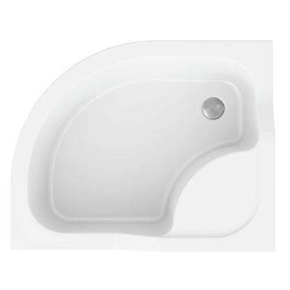 grafika przedstawiająca brodzik półokrągły, biały, akrylowy z siedziskiem